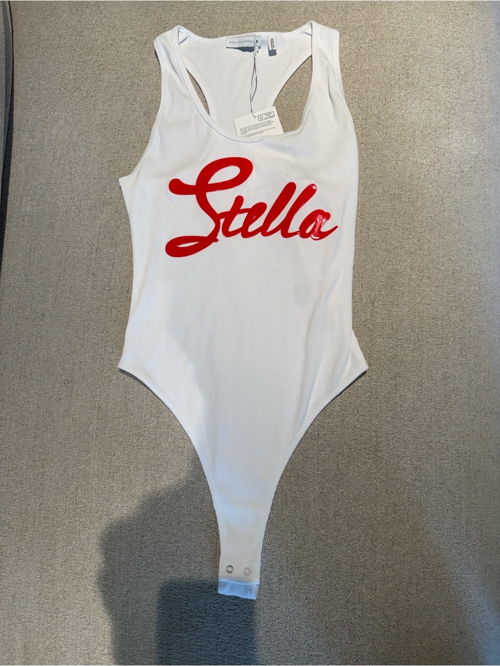 Stella McCartney White Bodysuit with Red Logo